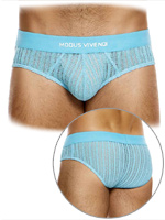 Striped Crochet Classic Brief - Hellblau