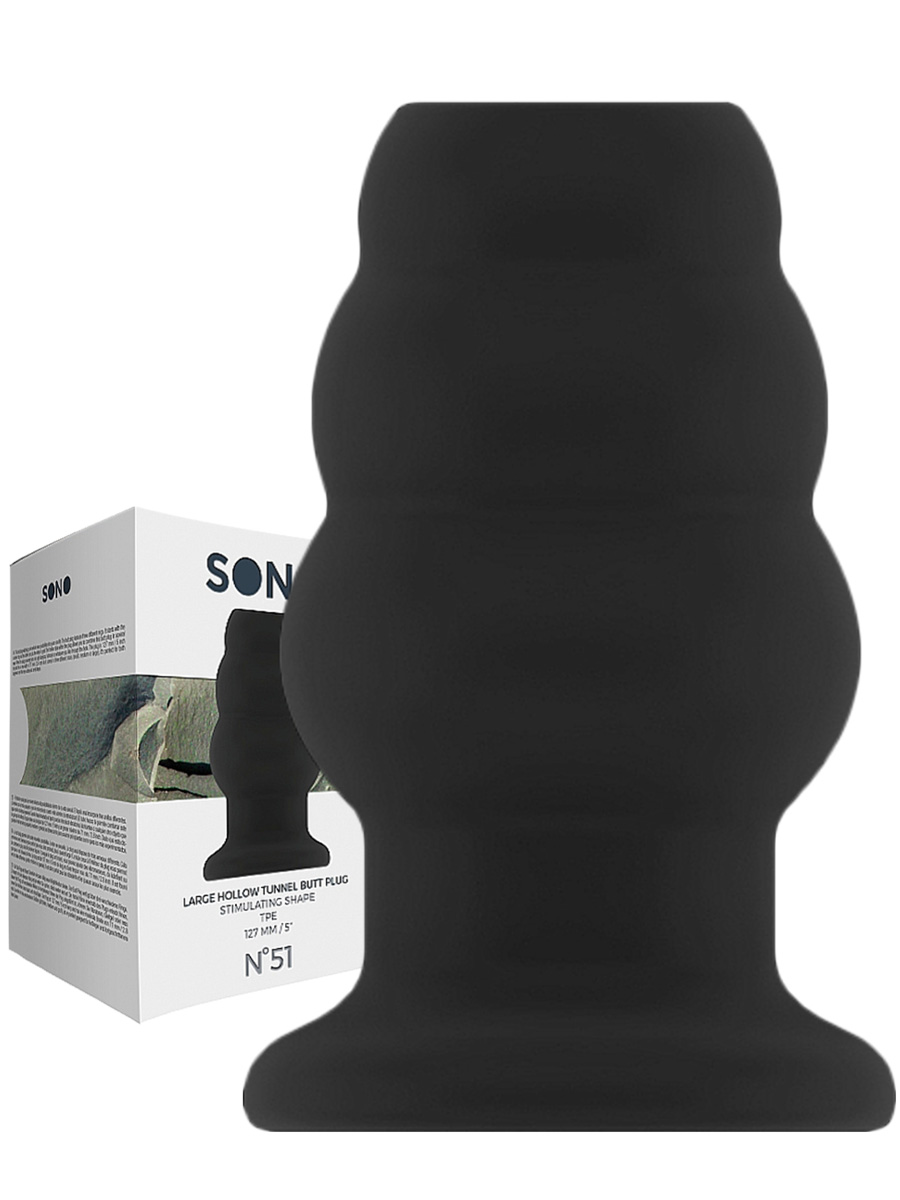 Hollow Tunnel Butt Plug 5 inch black - SONO No.51