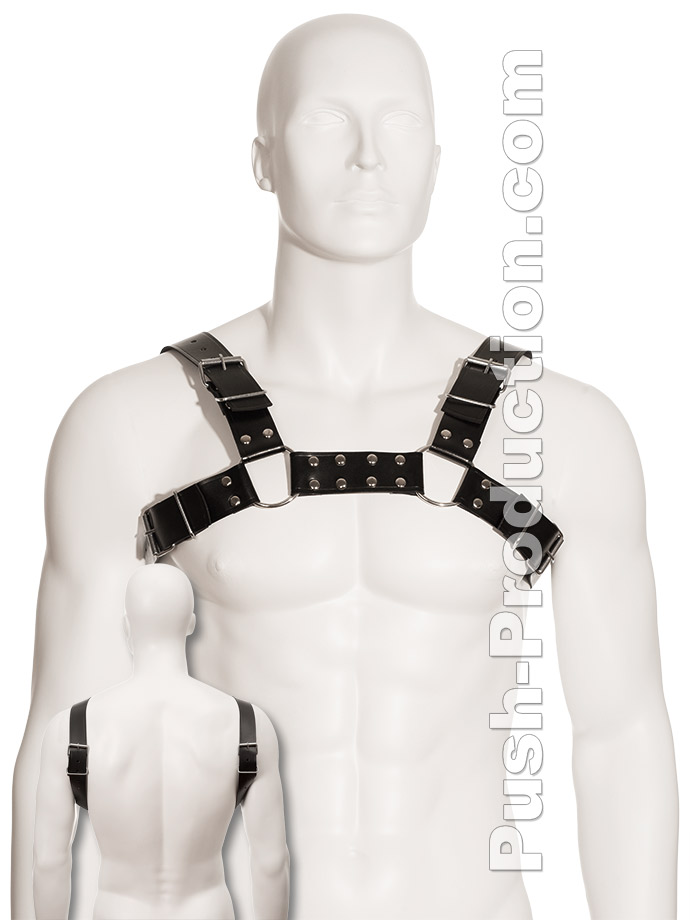 Black Leather Bull Dog Harness