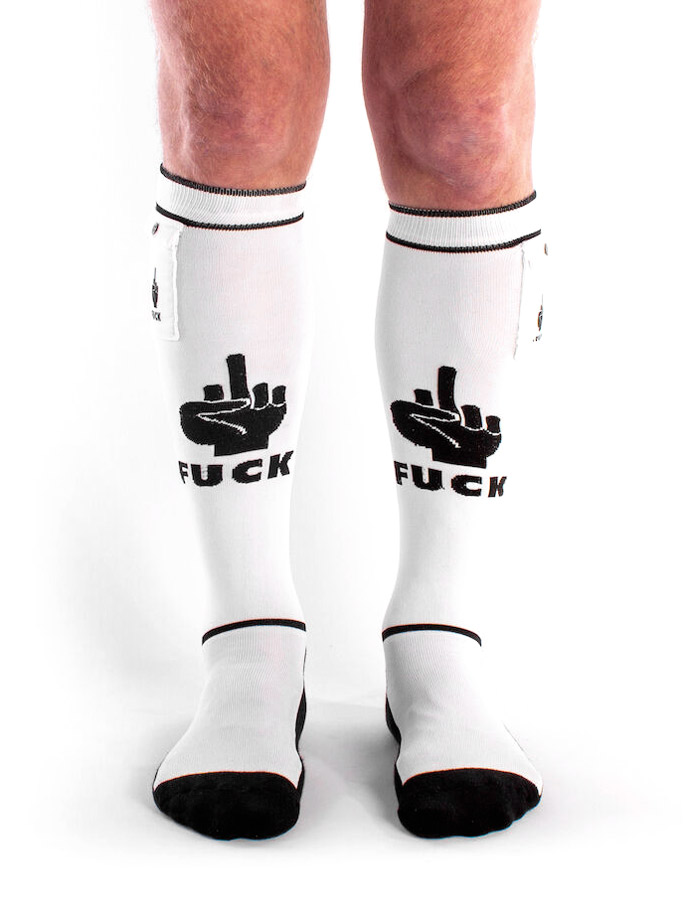 Fuck Party Socks with Pockets - White/black