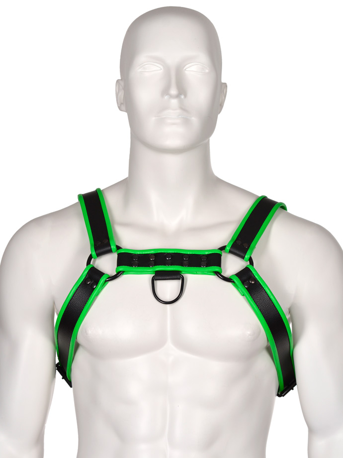 Club Leather Harness - Black/Green