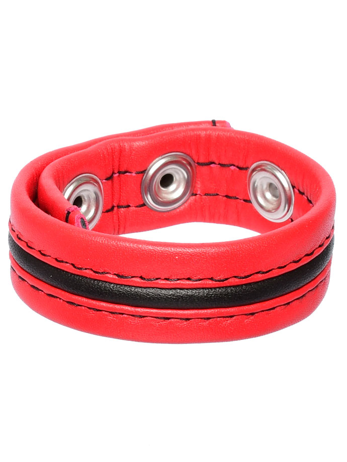 Hard Power Leather Penis Ring adjustable - red