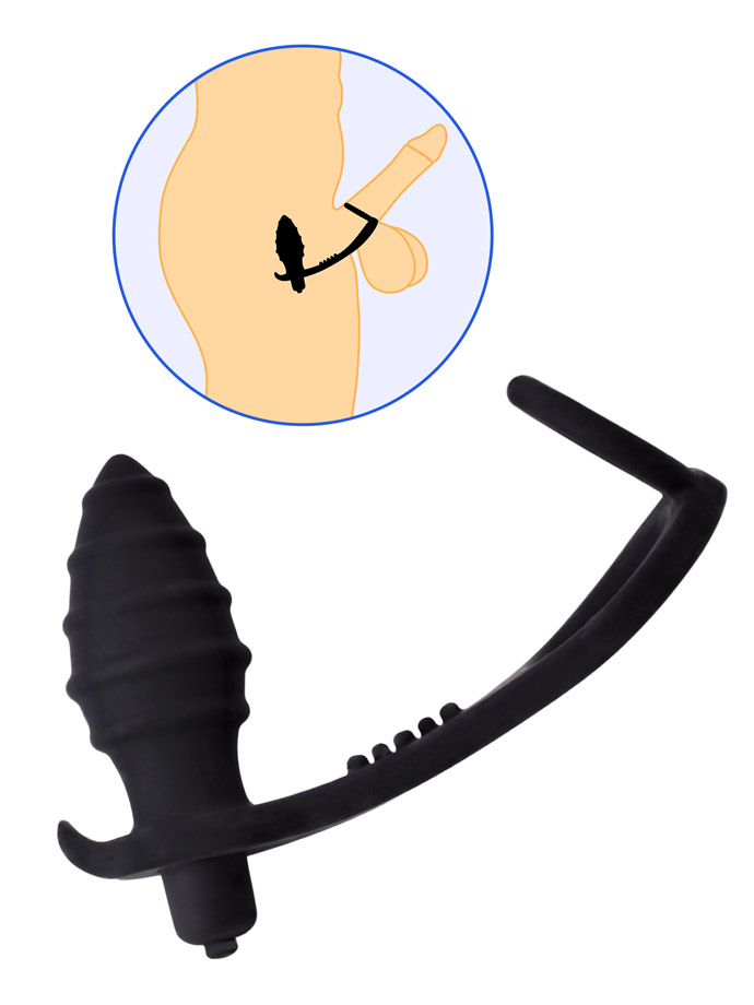 Grooved Silicone Vibrating Prostate Stimulator with Cockring