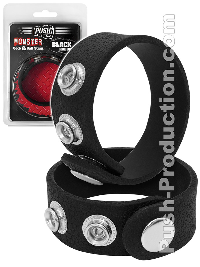 Push Monster - Black Rubber Cock & Ball Strap