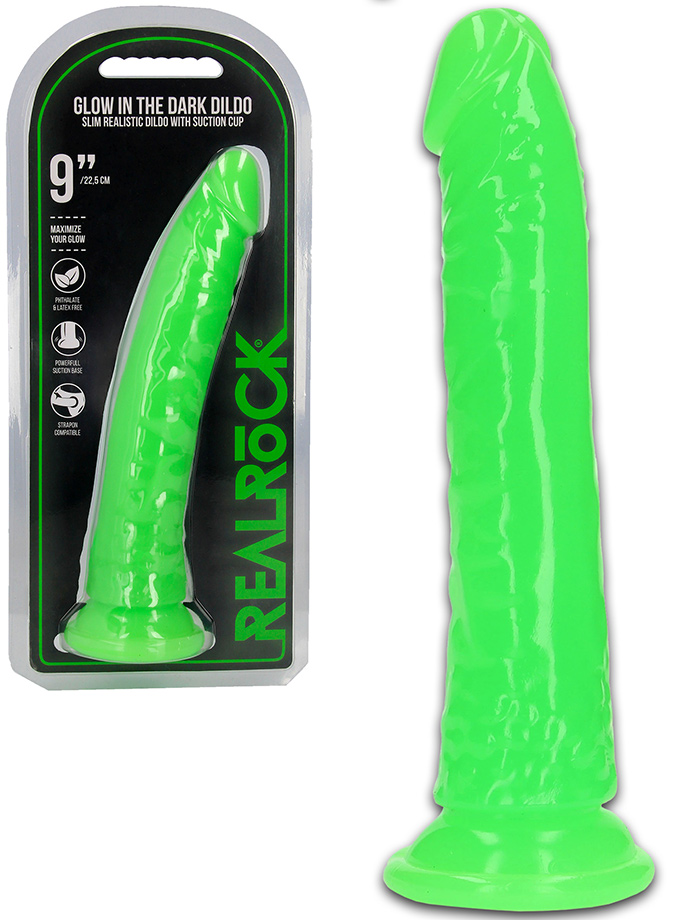 RealRock - Dildo 9 inch without Balls - Glow in the Dark