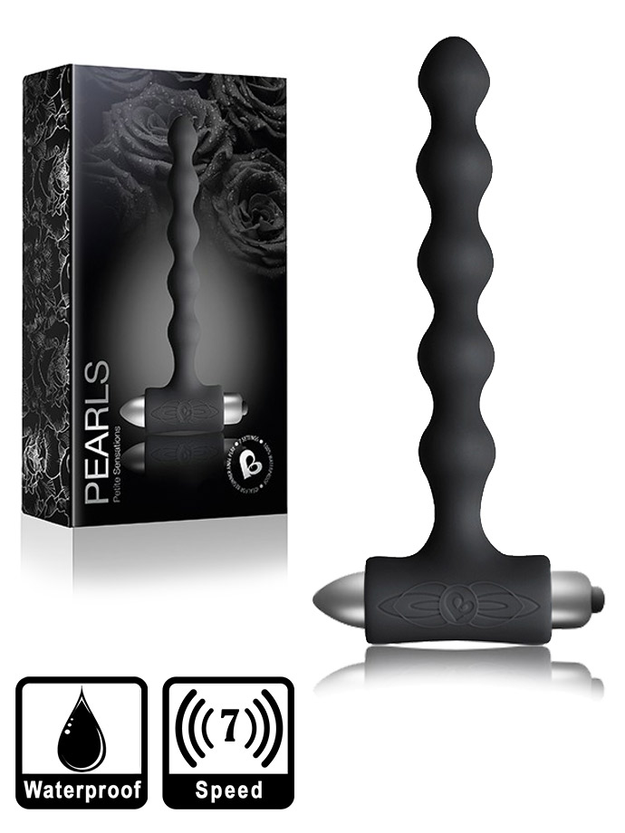 7 Speed Petite Sensations Pearls Vibrating Anal Beads - Black