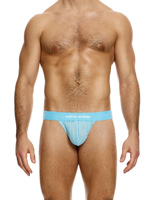 Striped Crochet Thong - Hellblau
