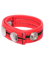 Hard Power Leather Penis Ring adjustable - red