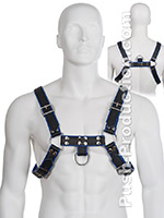 Genuine Leather BDSM Top Harness Black/Blue