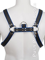 Echtledergeschirr BDSM Top Harness - Schwarz/Blau