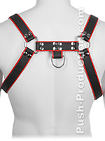 Echtledergeschirr BDSM Top Harness - Schwarz/Rot