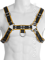 Genuine Leather BDSM Top Harness Black/Yellow