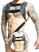 DNGEON Top Cockring Harness - Grau