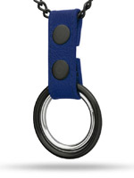 Black Metal Necklace with Cockrings - Blue Leather
