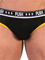 - Push - Premium Mesh Hole Brief - black/yellow