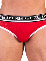- Push - Premium Mesh Hole Brief - red/white