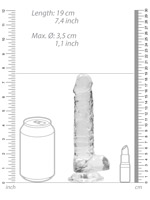 RealRock - Dildo 7 inch mit Hoden - Crystal Clear