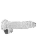 RealRock - Dildo 8 inch with Balls - Crystal Clear