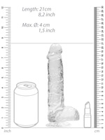 RealRock - Dildo 8 inch mit Hoden - Crystal Clear