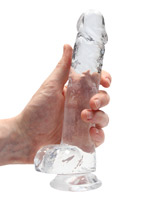 RealRock - Dildo 8 inch with Balls - Crystal Clear