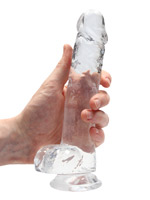 RealRock - Dildo 8 inch mit Hoden - Crystal Clear