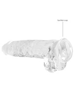 RealRock - Dildo 9 inch mit Hoden - Crystal Clear