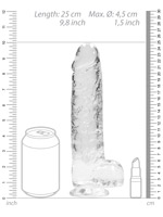 RealRock - Dildo 9 inch mit Hoden - Crystal Clear